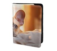 Leather Passport Holder Cover Case animal dog french bulldog2 Print Eco-Friendly Genuine Leather Travel Essentials