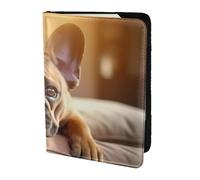 Leather Passport Holder Cover Case animal dog french bulldog3 Print Eco-Friendly Genuine Leather Travel Essentials
