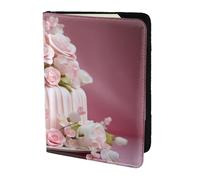 Leather Passport Holder Cover Case Beautiful flower cake1 Print Eco-Friendly Genuine Leather Travel Essentials