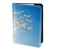 Leather Passport Holder Cover Case Bird Love Heart Art2 Print Eco-Friendly Genuine Leather Travel Essentials