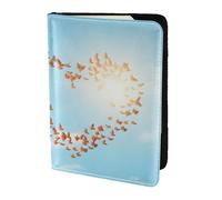 Leather Passport Holder Cover Case Bird Love Heart Art3 Print Eco-Friendly Genuine Leather Travel Essentials