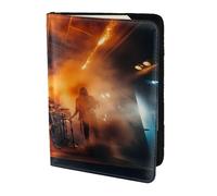 Leather Passport Holder Cover Case Black Smoke Music1 Print Eco-Friendly Genuine Leather Travel Essentials