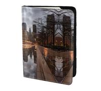 Leather Passport Holder Cover Case Chicago Reflected Print Eco-Friendly Genuine Leather Travel Essentials