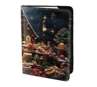 Leather Passport Holder Cover Case Christmas atmosphere Print Eco-Friendly Genuine Leather Travel Essentials