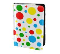 Leather Passport Holder Cover Case Colorful Polka Dots Print Eco-Friendly Genuine Leather Travel Essentials