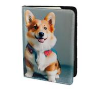 Leather Passport Holder Cover Case Cute Corgi Dogs with Clothes Print Eco-Friendly Genuine Leather Travel Essentials