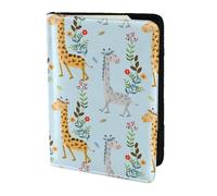 Leather Passport Holder Cover Case Cute Giraffe Flowers Print Eco-Friendly Genuine Leather Travel Essentials