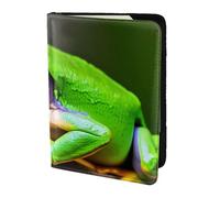 Leather Passport Holder Cover Case cute Red Eyes Tree Frogs Print Eco-Friendly Genuine Leather Travel Essentials