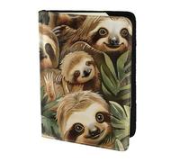 Leather Passport Holder Cover Case Cute Sloth Print Eco-Friendly Genuine Leather Travel Essentials