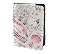 Leather Passport Holder Cover Case Dog and Paris Towe Print Eco-Friendly Genuine Leather Travel Essentials