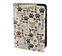 Leather Passport Holder Cover Case Dog Bones Paw Print Eco-Friendly Genuine Leather Travel Essentials