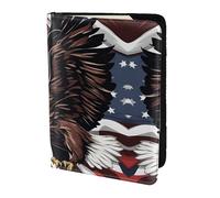 Leather Passport Holder Cover Case Eagle with USA Flag Print Eco-Friendly Genuine Leather Travel Essentials