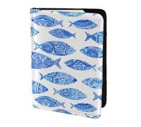 Leather Passport Holder Cover Case fish painting Print Eco-Friendly Genuine Leather Travel Essentials