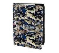 Leather Passport Holder Cover Case Fish pattern Print Eco-Friendly Genuine Leather Travel Essentials