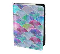 Leather Passport Holder Cover Case Fish Scale Ocean Print Eco-Friendly Genuine Leather Travel Essentials