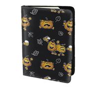 Leather Passport Holder Cover Case Funny Halloween Decor Witch Print Eco-Friendly Genuine Leather Travel Essentials