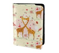 Leather Passport Holder Cover Case Giraffe Heart Flower Butterfly Print Eco-Friendly Genuine Leather Travel Essentials