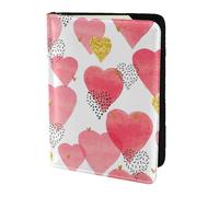 Leather Passport Holder Cover Case gold pink heart Print Eco-Friendly Genuine Leather Travel Essentials