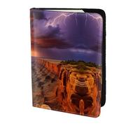 Leather Passport Holder Cover Case Grand Canyon Dark Cloud Print Eco-Friendly Genuine Leather Travel Essentials