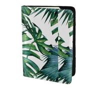Leather Passport Holder Cover Case Green banana leaves Print Eco-Friendly Genuine Leather Travel Essentials