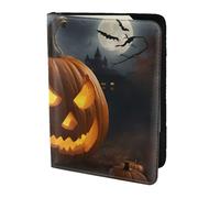 Leather Passport Holder Cover Case Halloween Pumpkin Print Eco-Friendly Genuine Leather Travel Essentials
