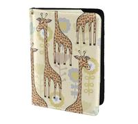 Leather Passport Holder Cover Case Hand Drawn Giraffes Print Eco-Friendly Genuine Leather Travel Essentials