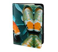 Leather Passport Holder Cover Case HD Koi Fish Print Eco-Friendly Genuine Leather Travel Essentials