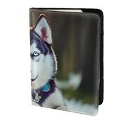 Leather Passport Holder Cover Case Husky Dog Print Eco-Friendly Genuine Leather Travel Essentials
