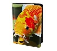Leather Passport Holder Cover Case Japanese Pretty Koi Fish Print Eco-Friendly Genuine Leather Travel Essentials