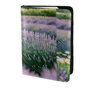 Leather Passport Holder Cover Case lavender and daisy Print Eco-Friendly Genuine Leather Travel Essentials