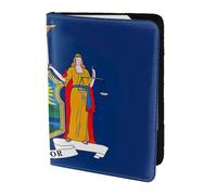 Leather Passport Holder Cover Case New York State Flag Print Eco-Friendly Genuine Leather Travel Essentials