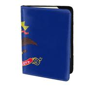 Leather Passport Holder Cover Case North Dakota State Flag Print Eco-Friendly Genuine Leather Travel Essentials