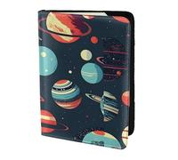 Leather Passport Holder Cover Case Outer Space Planet Print Eco-Friendly Genuine Leather Travel Essentials