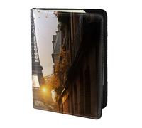 Leather Passport Holder Cover Case Paris Street Scene Eiffel Tower Print Eco-Friendly Genuine Leather Travel Essentials