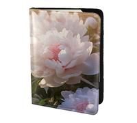 Leather Passport Holder Cover Case peony flowers blossom Print Eco-Friendly Genuine Leather Travel Essentials