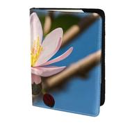Leather Passport Holder Cover Case pink almond blossom Print Eco-Friendly Genuine Leather Travel Essentials