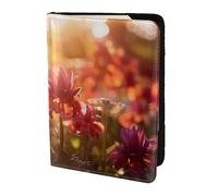 Leather Passport Holder Cover Case Plant Floral Flowers Print Eco-Friendly Genuine Leather Travel Essentials