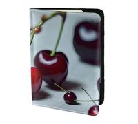 Leather Passport Holder Cover Case Red Cherries pattern Print Eco-Friendly Genuine Leather Travel Essentials