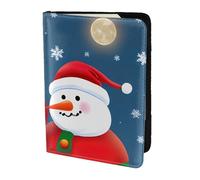 Leather Passport Holder Cover Case Santa Claus and Snowman Print Eco-Friendly Genuine Leather Travel Essentials