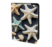 Leather Passport Holder Cover Case Seashell Starfish Print Eco-Friendly Genuine Leather Travel Essentials
