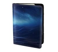 Leather Passport Holder Cover Case Stars and Wavy Stripes Print Eco-Friendly Genuine Leather Travel Essentials