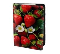 Leather Passport Holder Cover Case Strawberry Print Eco-Friendly Genuine Leather Travel Essentials