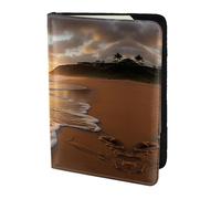 Leather Passport Holder Cover Case Sunset Clouds Coast Hawaii Print Eco-Friendly Genuine Leather Travel Essentials