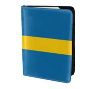 Leather Passport Holder Cover Case Swedish flag Print Eco-Friendly Genuine Leather Travel Essentials