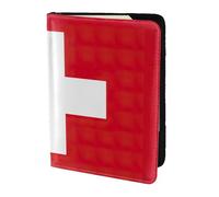 Leather Passport Holder Cover Case Swiss Flag Print Eco-Friendly Genuine Leather Travel Essentials
