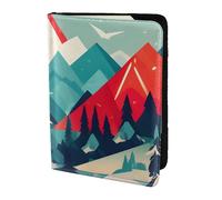 Leather Passport Holder Cover Case Travel Mountain Scenery Print Eco-Friendly Genuine Leather Travel Essentials