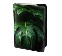 Leather Passport Holder Cover Case Tropical Leaves Print Eco-Friendly Genuine Leather Travel Essentials
