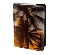 Leather Passport Holder Cover Case Tropical Sunset Print Eco-Friendly Genuine Leather Travel Essentials