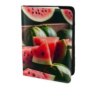 Leather Passport Holder Cover Case Watermelon fresh fruit Print Eco-Friendly Genuine Leather Travel Essentials