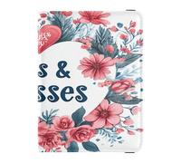 Leather Passport Holder Cover Lightweight Vaccine Case Protector Cover for Women Men Document Organizer Holder Accessories Travel Essentials Valentines Day Florals Love Heart Gnome Hugs Kisses,